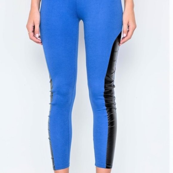 Pants - Royal Blue Faux Leather Leggings